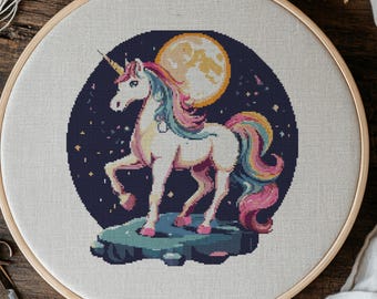 OWN4B Kit De Broderie Au Point De Croix Motif Imprimé Licorne