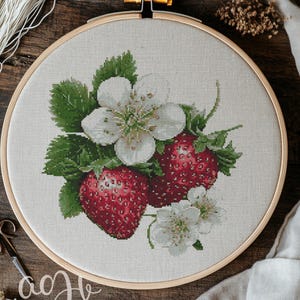Wzór haftu krzyżykowego truskawki, haft krzyżykowy truskawki, haft krzyżykowy PDF truskawki, haft krzyżykowy PDF, haft ręczny