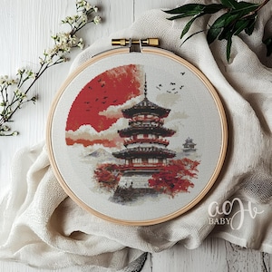 Cross Stitch Japanese, Traditional Japan Cross Stitch Pattern, Japan Culture Cross Stitch PDF, Punto De Cruz, Cross Stitch Template PDF