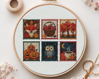Autumn Adventure Cross Stitch Pattern, Autumn  Scene Cross Stitch Hand Embroidery, Cross Stitch Autumn Postcard, Cross Stitch PDF,Home Decor