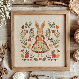Mother Rabbit Cross Stitch Pattern, Rabbit Cross Stitch PDF, Cross Stitch Animal, Punto De Cruz, Point De Croix, Cross Stitch Template