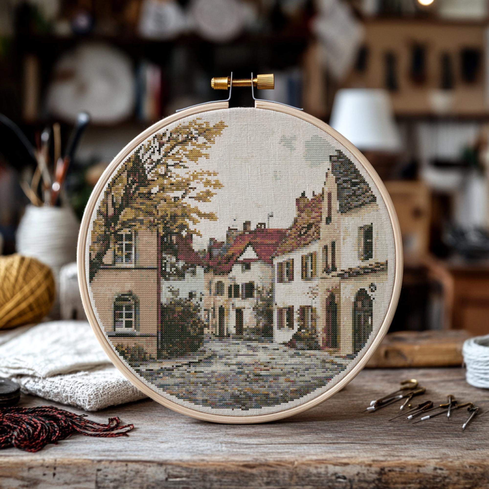 City Street V2 Cross Stitch Pattern, European Town Scene (PDF Pattern ...
