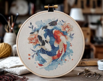 Koi Fish Cross Stitch Pattern, Koi Fish Cross Stitch PDF, Cross Stitch Animal, Punto De Cruz, Point De Croix, Cross Stitch Template