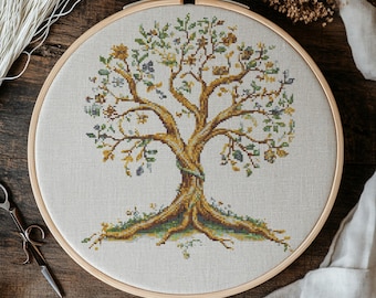 Tree Of Life Cross Stitch Pattern, Tree Of Life Cross Stitch Hand Embroidery, Cross Stitch PDF Of Celtic Tree Of Life, Cross Stitch PDF
