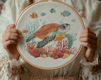 Turtle Cross Stitch Pattern, Sea Animal (PDF Pattern)