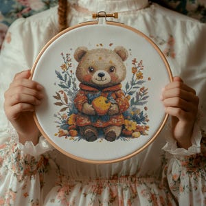 Female Bear Cross Stitch Pattern, Bear Cross Stitch PDF, Cross Stitch Animal, Punto De Cruz, Point De Croix, Cross Stitch Template