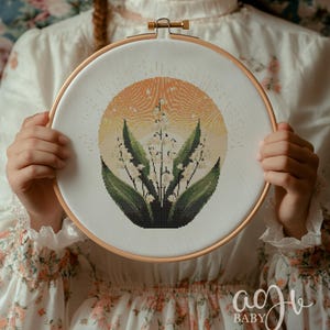 Cross Stitch Lily Of The Valley, Flower Cross Stitch Pattern, Spring Cross Stitch PDF, Punto De Cruz, X-Stitch Kit,Cross Stitch Template PDF