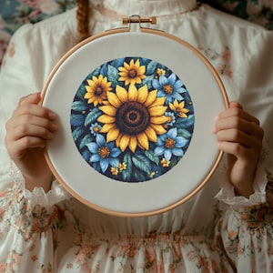 Sunflower Cross Stitch Pattern, Sunflowers Cross Stitch PDF, Cross Stitch Floral, Punto De Cruz, Point De Croix, Cross Stitch Template