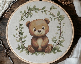 Cute Bear Cross Stitch Pattern, Bear Cross Stitch Hand Embroidery, Cross Stitch PDF Of Cute Teddy Bear, Cross Stitch Pattern PDF, Hand Made