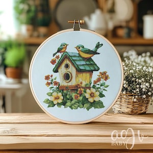 Birdhouse Cross Stitch Pattern, Bird Cross Stitch PDF, Cross Stitch Bird House, Punto De Cruz, Cross Stitch Kit, Cross Stitch Template