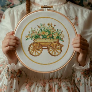 Blumen Warenkorb Kreuzstich Muster, Frühlingsblumen Kreuzstich PDF, Kreuzstich Blumen, Punto Decruz, Point De Croix, XStitch Vorlage