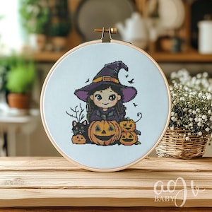 Cute Halloween Cross Stitch Pattern, Halloween Cross Stitch PDF, Cross Stitch Spooky, Punto De Cruz, Cross Stitch Template, Cross Stitch Kit