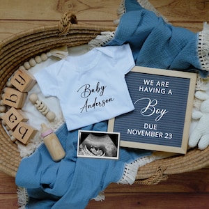 Digital Pregnancy Announcement, digital Pregnancy Reveal, We are having a boy, announcement download for social media, boho, blue, boy