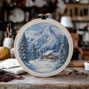 Snow Scene V2 Cross Stitch Pattern, Winter Cross Stitch PDF, Cross Stitch Nature, Punto De Cruz, Point De Croix, Cross Stitch Template