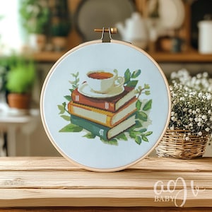 Book Lovers Cross Stitch Pattern, Book With Flowers Cross Stitch PDF, Cross Stitch Book, Punto De Cruz, Cross Stitch Kit Template