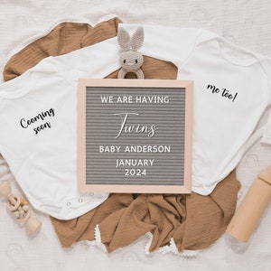 Digital Pregnancy Announcement Twins | Neutral | digital Pregnancy Reveal | boho | baby announcement download for social media, Instagram