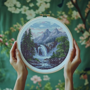 Waterfall V3 Cross Stitch Pattern,  Waterfall Cross Stitch PDF, Cross Stitch Landscape, Punto De Cruz, Point De Croix, Cross Stitch Template