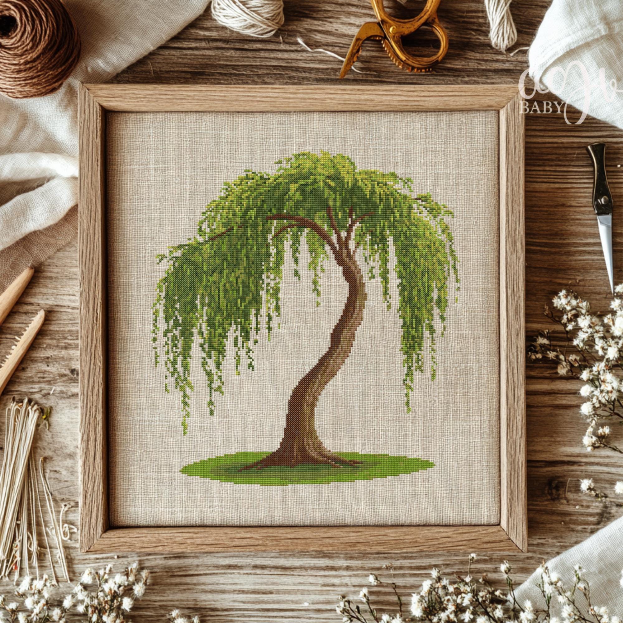 Willow Tree Cross Stitch Pattern, Tree of Life Cross Stitch Hand