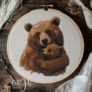 Cross Stitch Mother Bear, Family Bear Cross Stitch Pattern, Bear Cross Stitch PDF, Punto De Cruz, X-Stitch Kit, Cross Stitch Template PDF