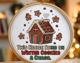 Gingerbread House Cross Stitch Pattern, Gingerbread House Cross Stitch Hand Embroidery, Cross Stitch Cookies House, XStitch PDF, Home Decor