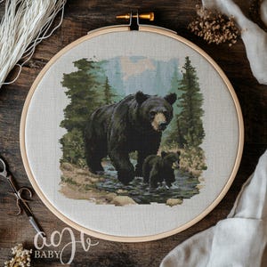 Cross Stitch Realistic Bear, Bear Cross Stitch Pattern, Animal Cross Stitch PDF, Punto De Cruz, X-Stitch Kit, Cross Stitch Template PDF
