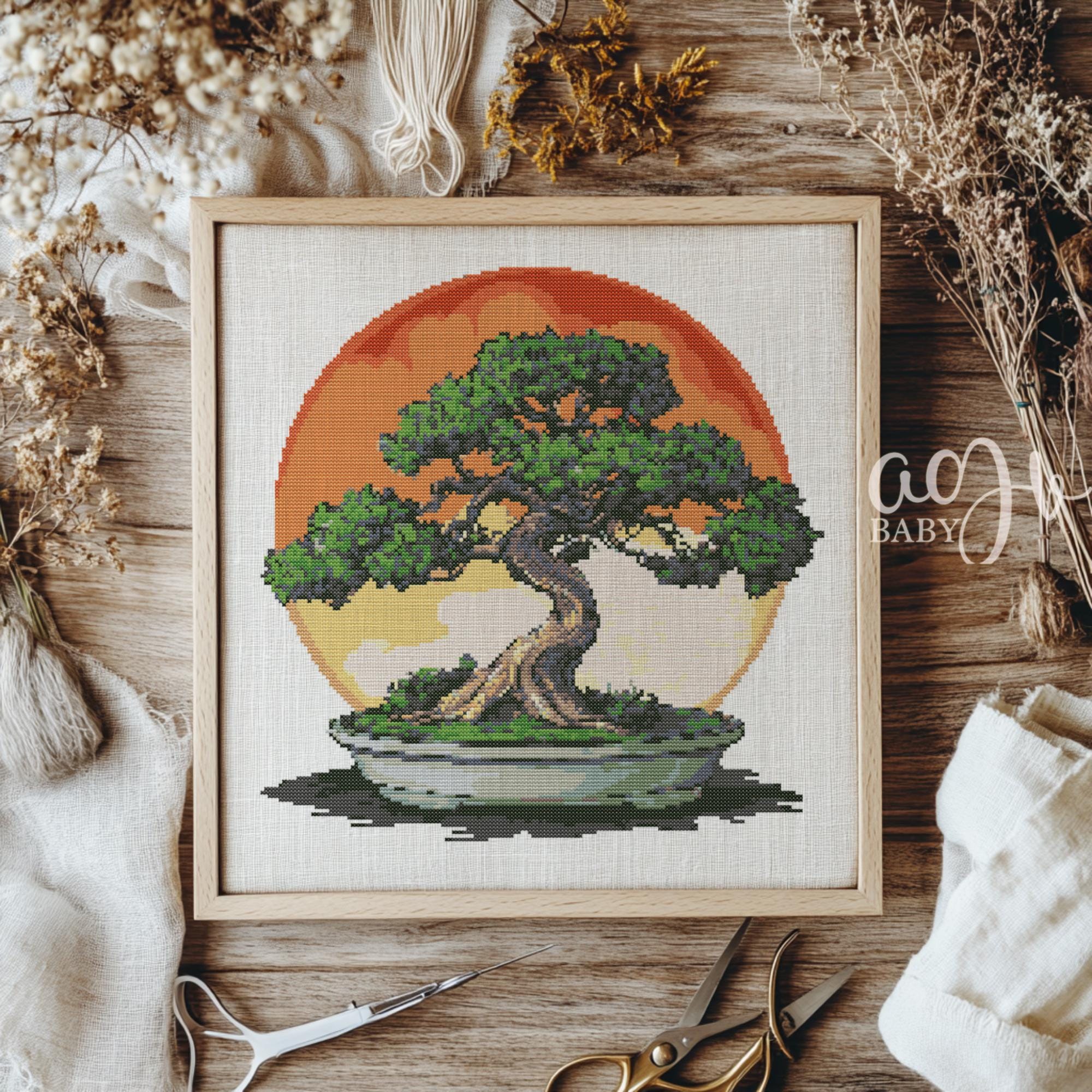 Bonsai Cross Stitch Pattern, Bonsai Tree Cross Stitch Hand Embroidery ...
