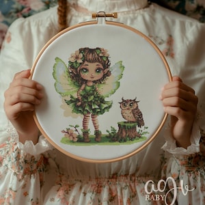 Cross Stitch Cute Fairy, Fairy Girl Cross Stitch Pattern, Fantasy Cross Stitch PDF, Punto De Cruz, X-Stitch Kit, Cross Stitch Template PDF