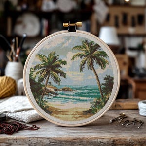 Beach Cross Stitch Pattern, Seaside Cross Stitch PDF, Cross Stitch Beach, Punto De Cruz, Point De Croix, Cross Stitch Template