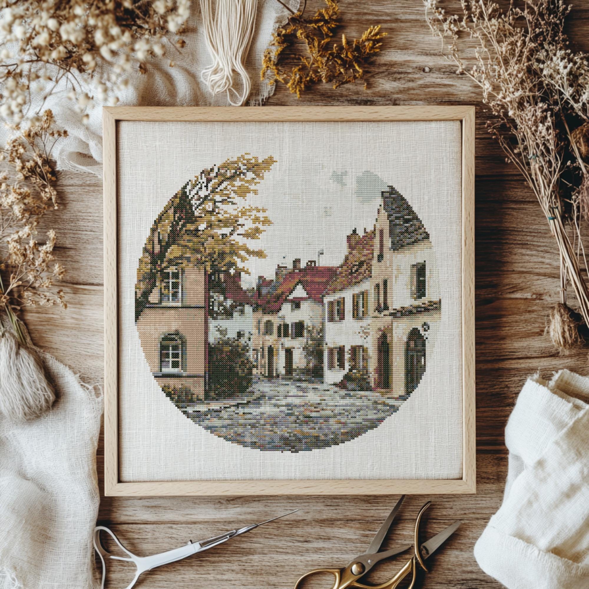 City Street V2 Cross Stitch Pattern, European Town Scene (PDF Pattern ...