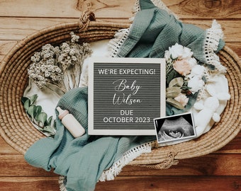 Digital Pregnancy Announcement | Gender Neutral | digital Pregnancy Reveal | baby announcement download for social media | boho