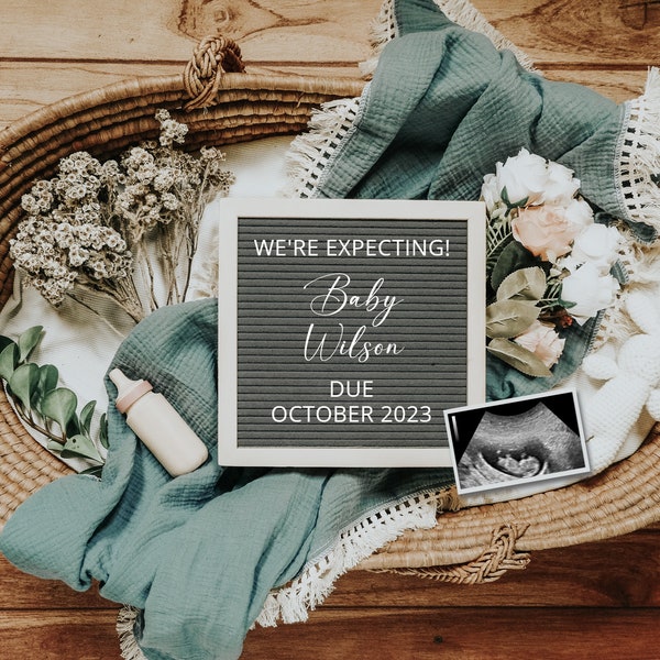 Digital Pregnancy Announcement | Gender Neutral | digital Pregnancy Reveal | baby announcement download for social media | boho