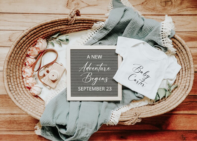 Digital Pregnancy Announcement Gender Neutral digital Pregnancy Reveal A new adventure, announcement download for social media, boho image 2