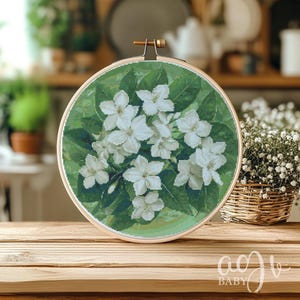 Cross Stitch Jasmine, Flower Blossom Cross Stitch Pattern, Jamine Flower Cross Stitch PDF, Punto De Cruz, X-Stitch Kit, XStitch Template PDF