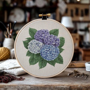 Hydrangea Cross Stitch Pattern, Hydrangea Flowers Cross Stitch PDF, Cross Stitch Flowers, Punto De Cruz, Point De Croix, XStitch Template
