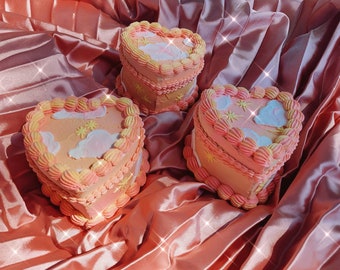 Boîte à gâteaux en forme de coeur - Nuages