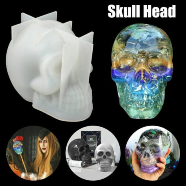 DIY 3D Silicone Resin Casting Mold Skull Head Halloween Mould Tool Epoxy Craft