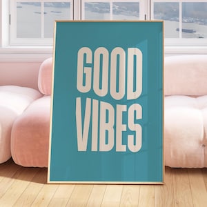 Good Vibes Typography Print; Coastal Surf Poster, Beach House Wall Art (Digital Download)