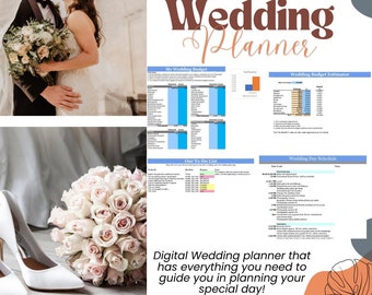 Digital Wedding Planning Spreadsheet, Budget, Checklist (Instant Download)