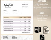 Modern Invoice Template, Printable for Word, Google Docs (Instant Download)