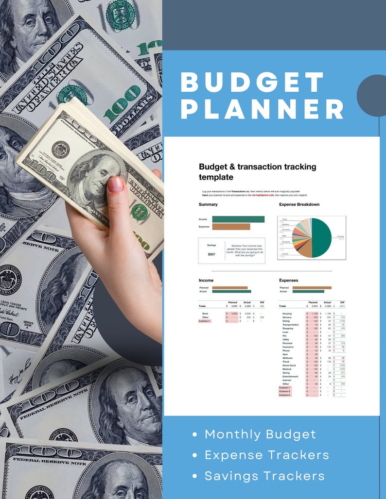 Monthly Budget Spreadsheet, Excel & Google Sheets (digital Download) - Etsy
