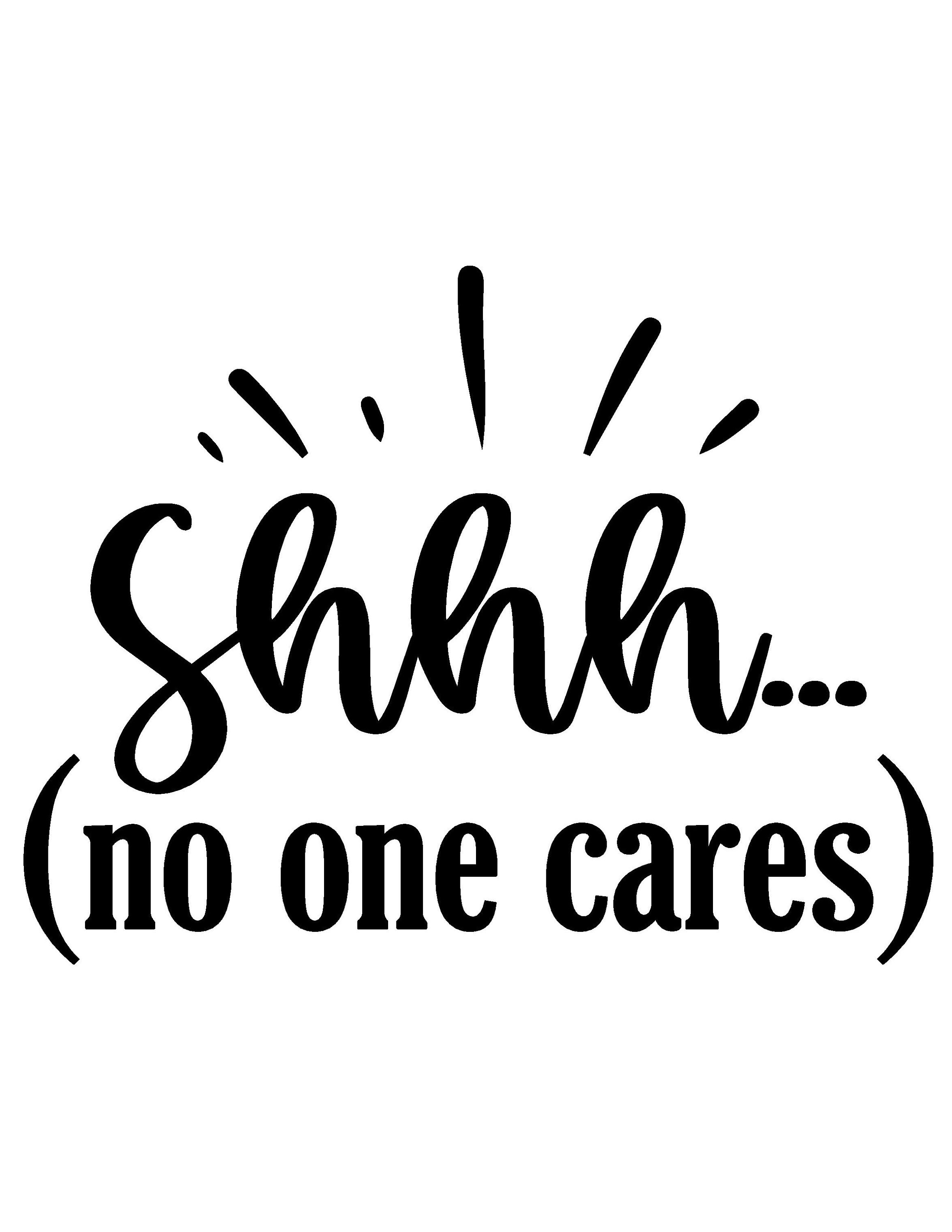 Shhh No One Cares SVG Files for Cricut Instant Digital Etsy Canada