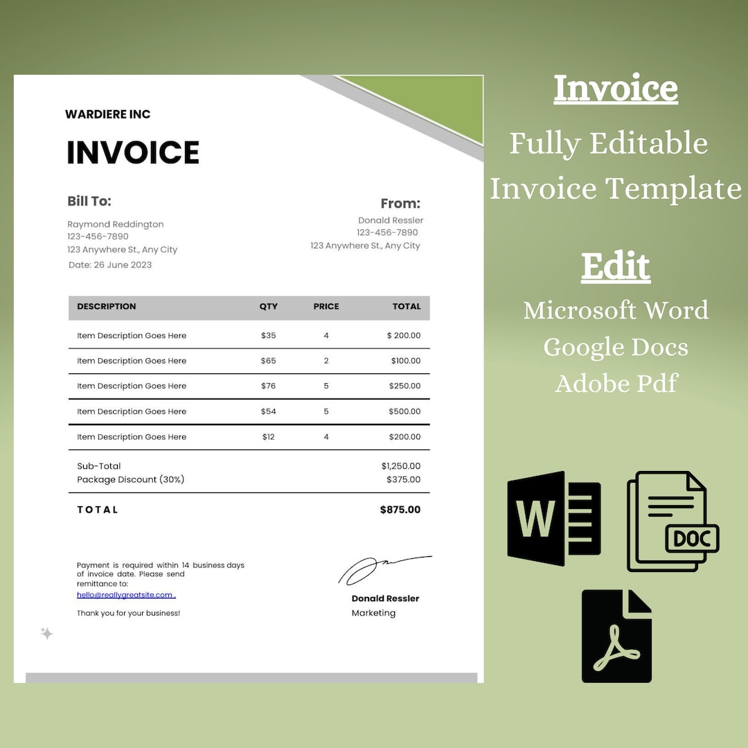 Professional Invoice Template Printable Invoice Template Invoice Professional Invoice Template Printable Invoice Template Invoice