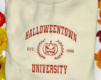 Halloween Sweatshirt Embroidered. HalloweenTown University Crewneck Sweatshirt embroidered.  Great for the fall Season Perfect Gift  for Her