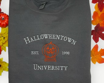 Embroidered Sweatshirt for Halloween. HalloweenTown University Crewneck Sweatshirt. Great for the fall Season Perfect Gift  for Her