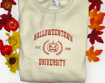 Halloween Embroidered Sweatshirt, HalloweenTown University Embroidered Crewneck, Great for the fall Season, Gift  for Her