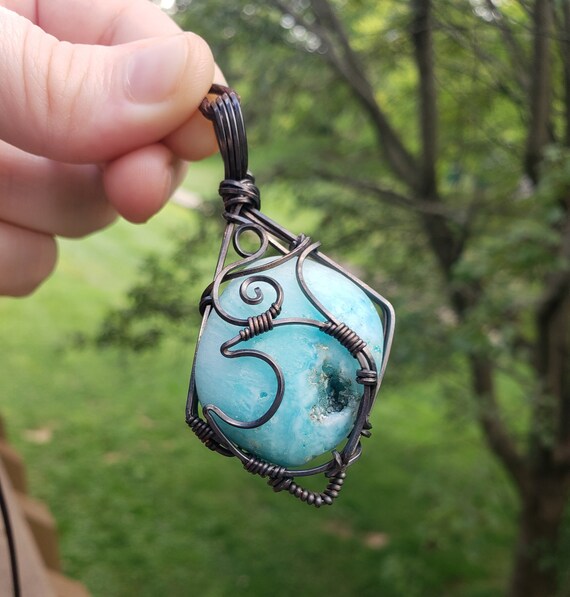 Blue aragonite necklace deals