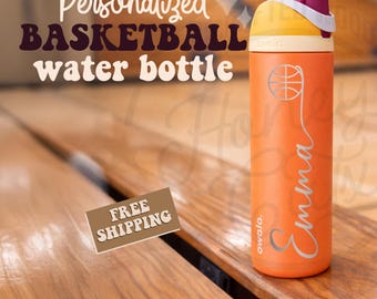 Personalized Basketball Owala Water Bottle Sports Team 24oz 32oz Freesip, Soccer, Volleyball, Softball, Tennis teen gift for athlete coach