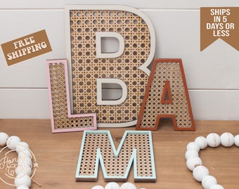 Boho Rattan Letters / Cane Letters / Nursery Letters / Wicker Letters / Boho Wedding Decor / Boho Nursery Decor / Rattan wall decor