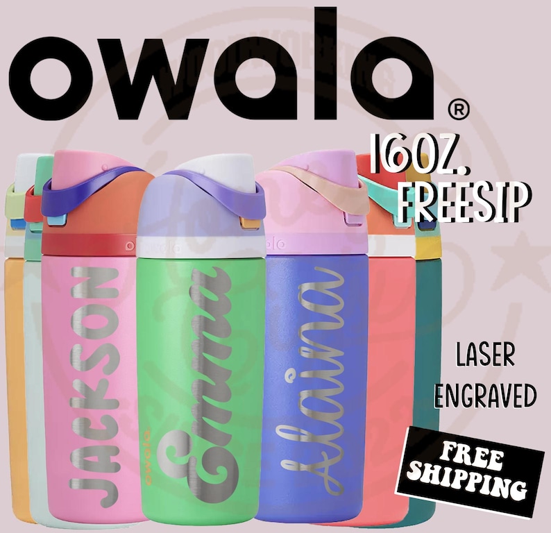 Personalized Owala Kids 16 Oz 24oz 32oz Freesip Water Bottle Custom ...