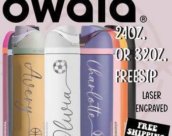Personalized Sport Owala Water Bottle Sports Team 24oz 32oz Freesip, Soccer, Basketball, Volleyball, Softball, Tennis teen gift for athlete